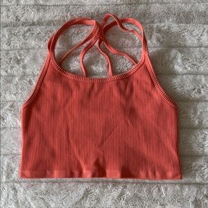 Forever 21 Coral Ribbed Crop Top